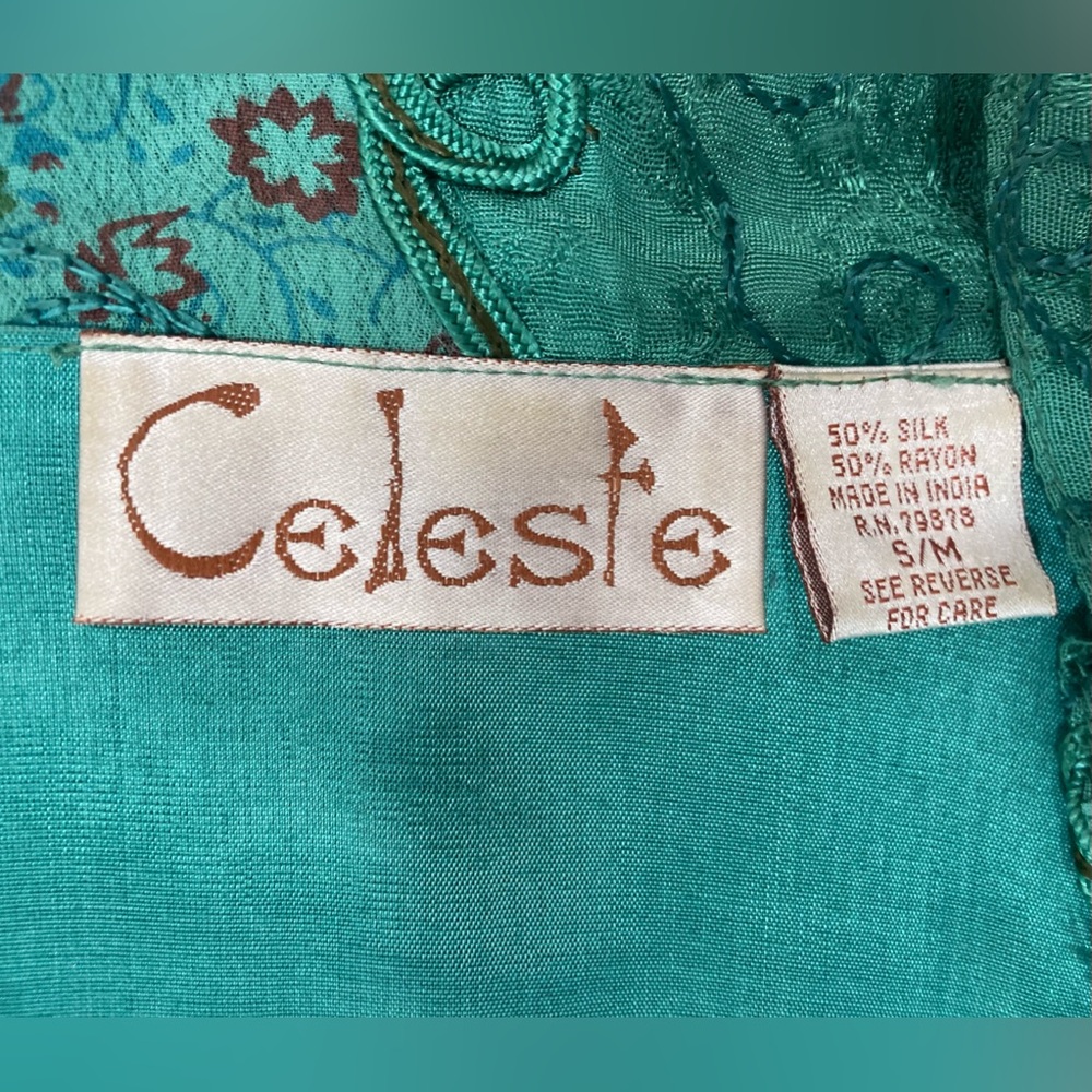 Celeste Vintage 90s Patchwork Oversized Teal Open… - image 8